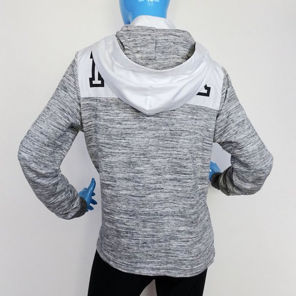 Victoria’s Secret PINK Heather Gray Logo Sweatshirt Hoodie M 8 10 1/4 Zip Campus - Picture 7 of 8